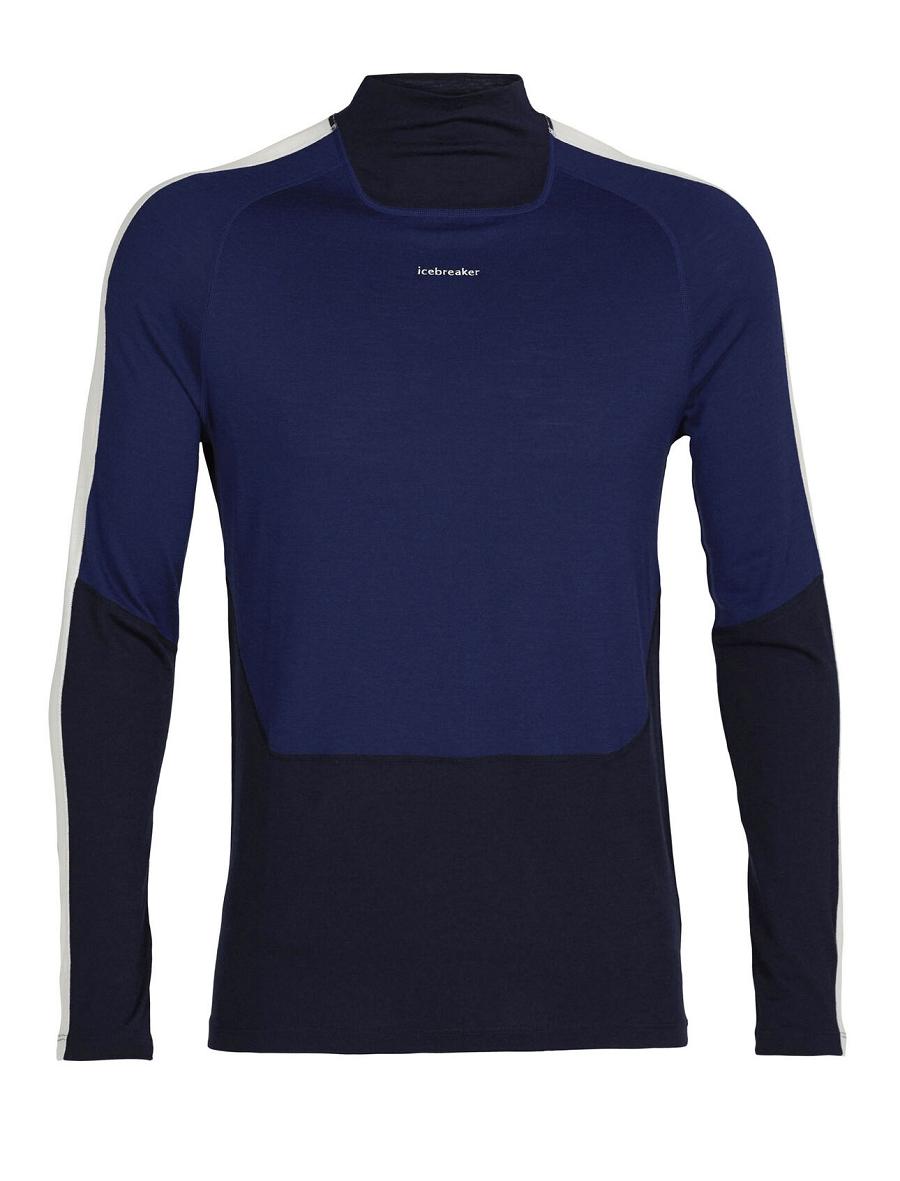 Men's Icebreaker Merino 200 Sonebula Long Sleeve High Neck Thermal Top Base Layers Midnight Navy / Royal Navy | CA 1601QMAZ